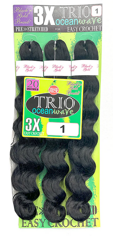BLACK & GOLD 3X OCEAN WAVE BRAID HAIR 20" - Textured Tech