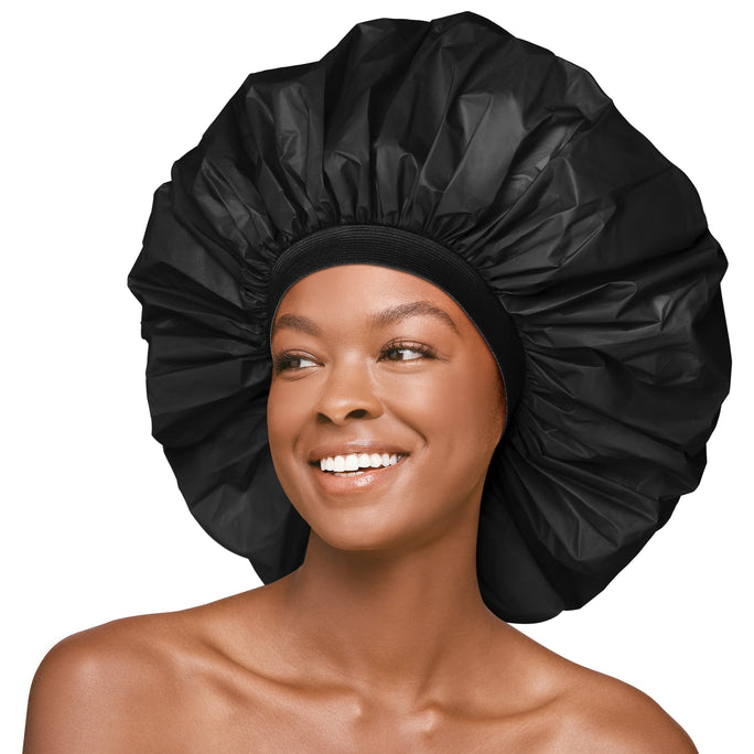 RED BY KISS ESSENTIAL SHOWER CAP SUPER JUMBO BLACK - Textured Tech