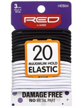 RED ELASTIC BAND HAIR TIES 20PCS BLACK & WHITE - Textured Tech