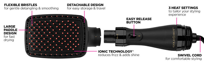 GOLD N HOT PROFESSIONAL HAIR DRYER AND STYLER BRUSH - Textured Tech