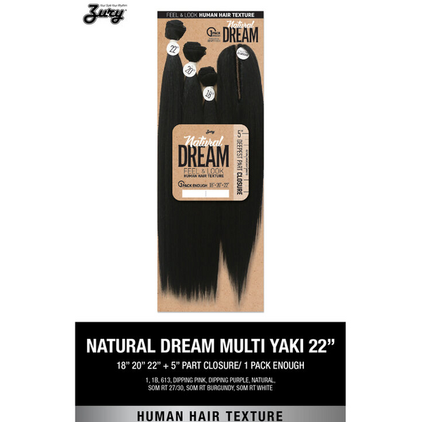 ZURY NATURAL DREAM MULTI YAKY 22″ with Closure– Textured Tech