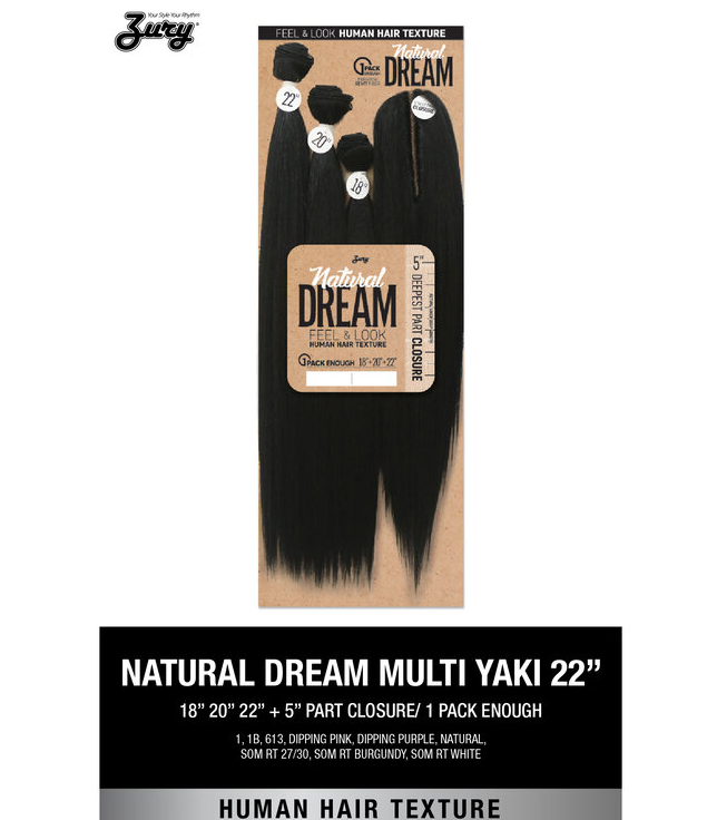 ZURY NATURAL DREAM MULTI YAKY 22″ with Closure - Textured Tech