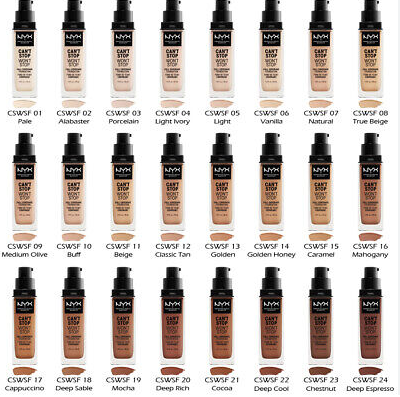 Nyx cant stop wont online stop foundation shades