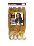 FRENCH J-CURL 18" PRESTRECHED LAYERED BOX BRAIDS CROTCHET 130 STRANDS - Textured Tech
