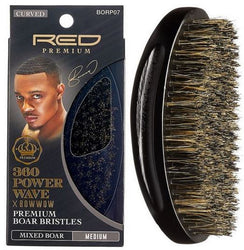 360 POWER WAVE X BOW WOW CURVED PALM MIXED BOAR BRUSH - MEDIUM