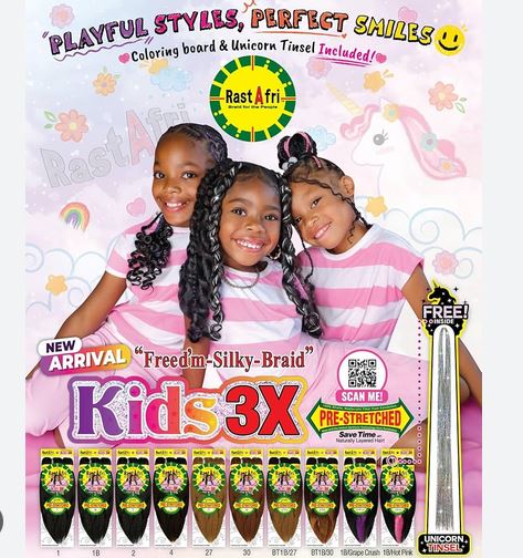 KIDS RASTA FRI PRESTRETCHED BRAIDING HAIR 3-PACK - Textured Tech