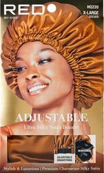 RED ADJUSTABLE ULTRA SILKY SATIN BONNET REVERSIBLE X-LARGE