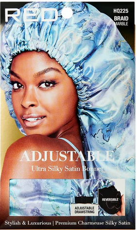 RED ADJUSTABLE ULTRA SILKY SATIN BONNET REVERSIBLE BRAID - Textured Tech