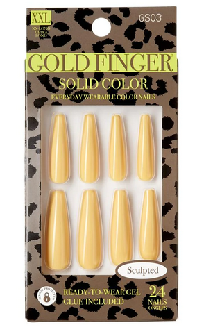 GOLD FINGER NAILS SOLID COLOR - Textured Tech