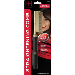 H&H STRAIGHTENING COMB- MEDIUM CURVED TEETH - Textured Tech