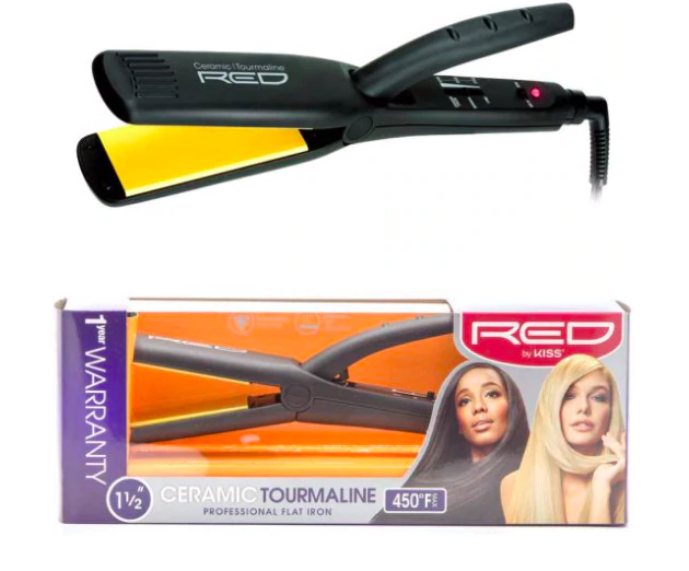 RED CERAMIC TOURMALINE FLAT IRON 1 1/2" - Textured Tech