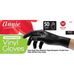 ANNIE POWDER FREE VINYL GLOVES BLACK 50CT - Textured Tech