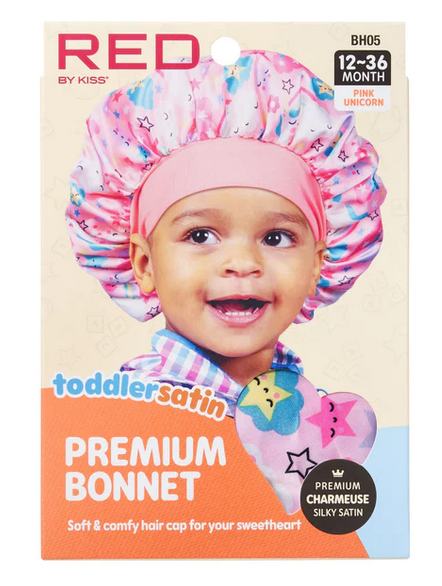 RED BY KISS TODDLER SATIN PREMIUM BONNET #PINK UNICORN - Textured Tech