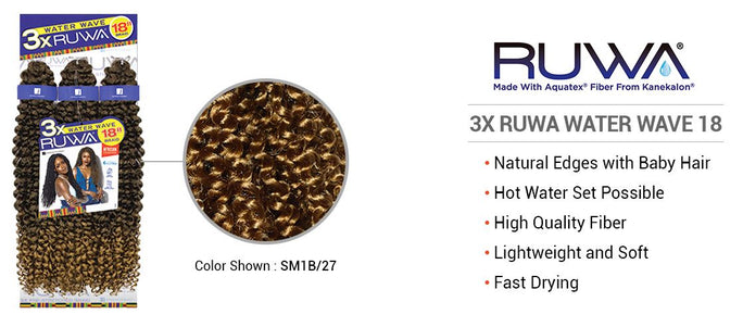 Sensationnel X-PRESSION 3X Ruwa Pre-Stretched Water Wave 18" - Textured Tech