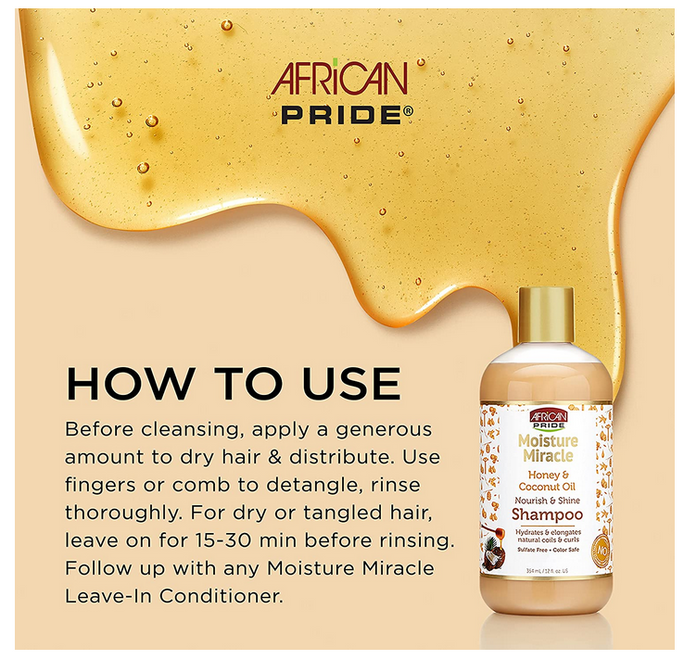 AFRICAN PRIDE MOISTURE MIRACLE SHAMPOO 12 OZ - Textured Tech