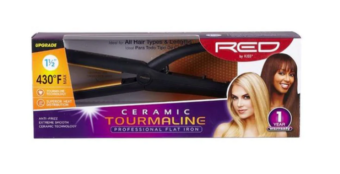 RED CERAMIC TOURMALINE FLAT IRON 1 1/2" - Textured Tech