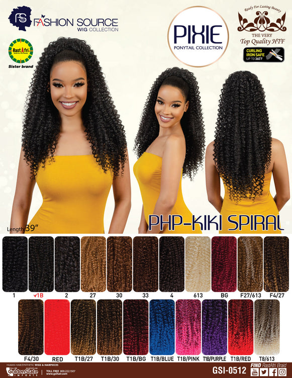 FASHION SOURCE PHP-KIKI SPIRAL PIXIE PONYTAIL - Textured Tech