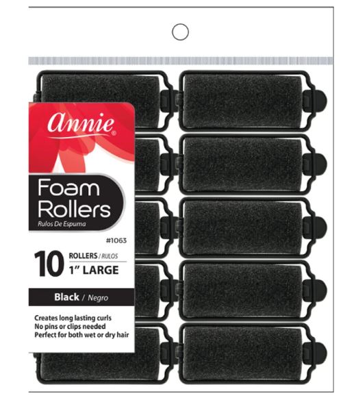 ANNIE LARGE FOAM ROLLERS 10PCS 1" #1063 - Textured Tech