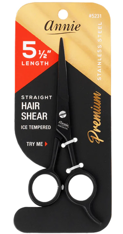 ANNIE 5 1/2" ICE TEMPERED STRAIGHT HAIR SHEARS - Textured Tech
