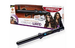 RED CERAMIC TOURMALINE CURLING WAND 1" - Textured Tech