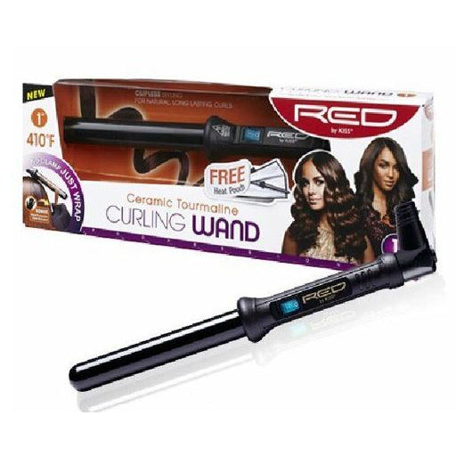 RED BY KISS CERAMIC TOURMALINE CURLING WAND 1" - Textured Tech
