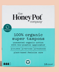 THE HONEY POT COMPANY 100% ORGANIC SUPER TAMPONS - Textured Tech