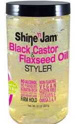 SHINE N JAM BLACK CASTOR & FLAXSEED OIL STYLER 3OZ - Textured Tech